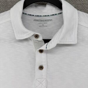 Johnston & Murphy Polo Shirt XL White Slub Knit Short Sleeve Casual Golf Top